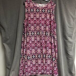 Kim Rogers one X shift dress peach, pink navy white sleeveless